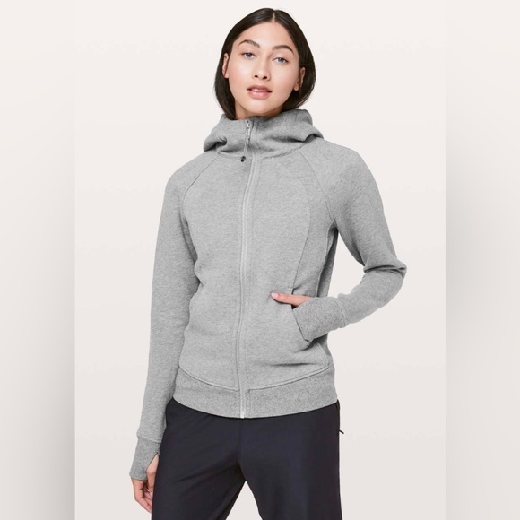 Lululemon Scuba Hoodie Light Cotton Fleece Medium Gray Women’s Size 6 Zip Jacket - Picture 1 of 12